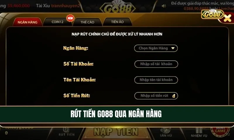 Rút tiền qua ngân hàng